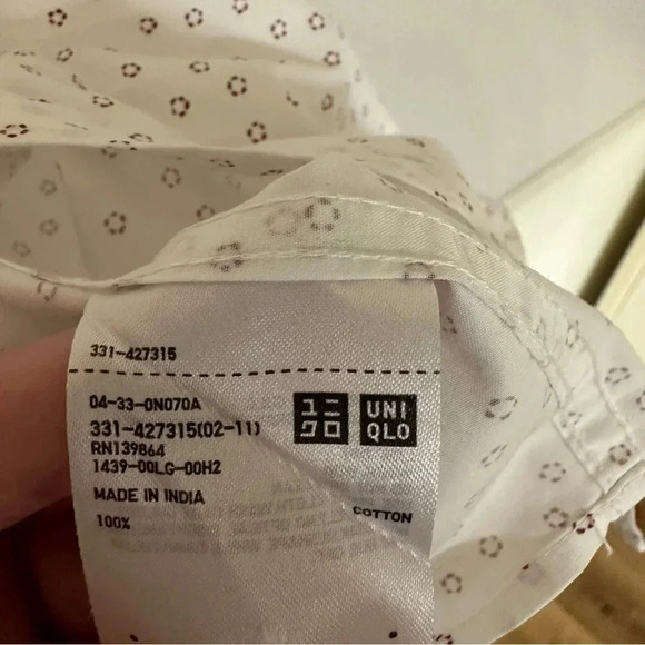 UniQlo Men's Extra Fine Cotton Short Sleeve White Button Up Shirt Size XL GUC - Picture 6 of 8